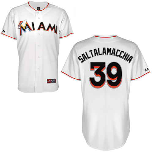 Jarrod Saltalamacchia #39 Youth Baseball Jersey-Miami Marlins Authentic Home White Cool Base MLB Jersey